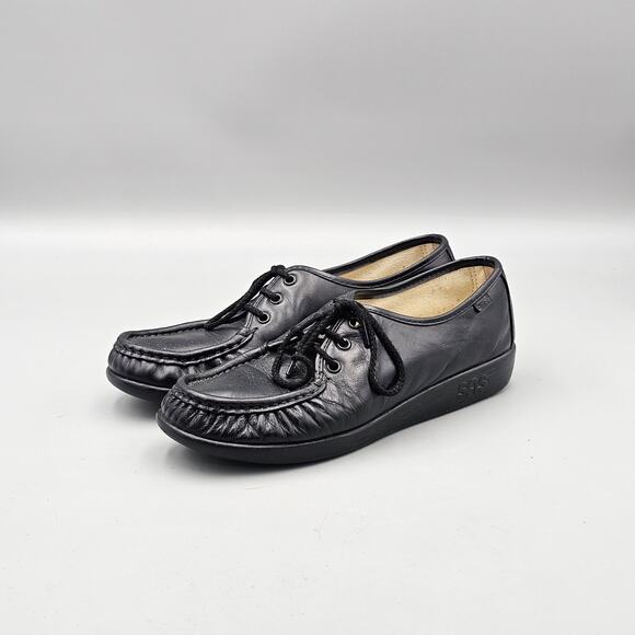 SAS Women's Size 8.5 N Siesta Black Leather Lace Up Oxfords Hand Sewn USA Made - Picture 3 of 8
